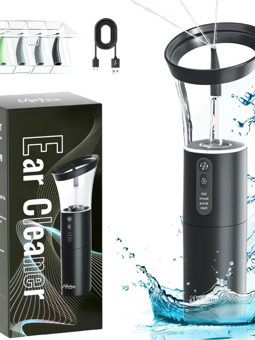 Portable Black Ear Cleaner with LED and Water Jet